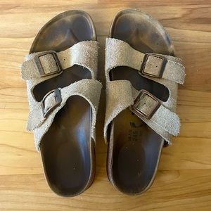 Tan, two strap Birkenstocks(re-poshed)
